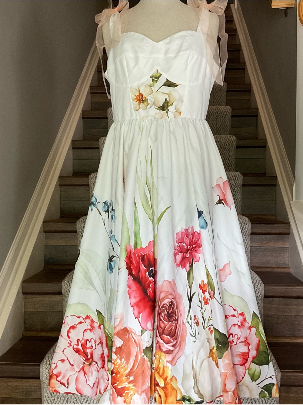 STYLEWE White Floral Tie-Strap Party Dress